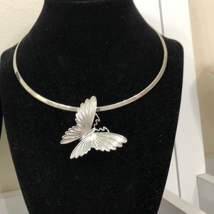 Handmade silver butterfly necklace